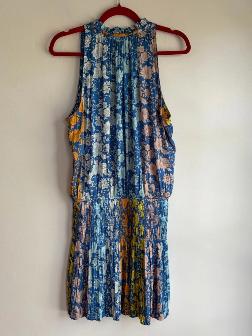 Current Air Anthropologie Sleeveless V Neck Pleated Silky Floral Dress Size M - Picture 5 of 6